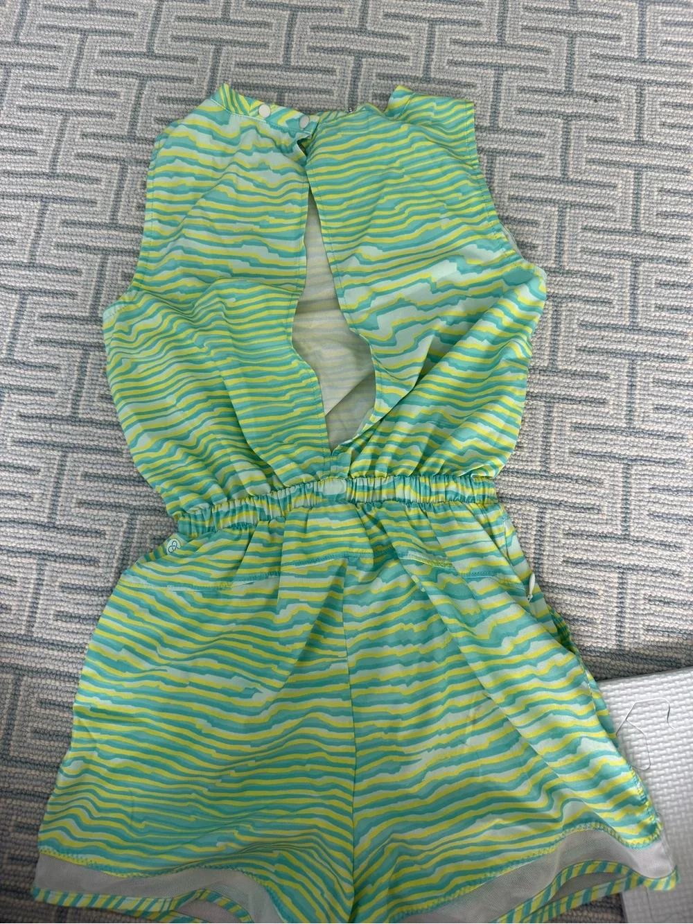 Zella Girls' Green & Yellow Striped Sleeveless Romper